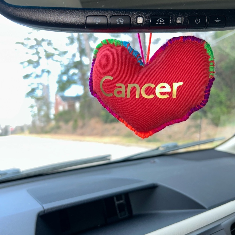 Red Heart Cancer Car Hanging Decor